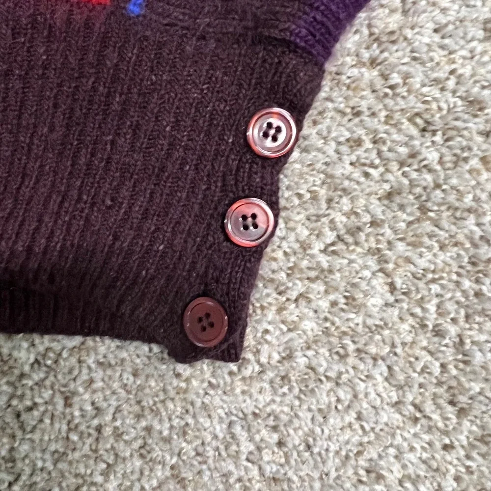 Fenn Wright & Manson Vintage Silk Angora Striped Cropped Sweater Purple Red L